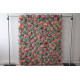 mixed color roses and green and pink hydrangeas cloth roll up flower wall fabric hanging curtain plant wall event party wedding backdrop