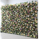 mixed color roses and green lasagna daisies and green leaves cloth roll up flower wall fabric hanging curtain plant wall event party wedding backdrop