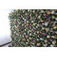 mixed color roses and green lasagna daisies and green leaves cloth roll up flower wall fabric hanging curtain plant wall event party wedding backdrop