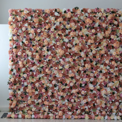 mixed color roses and green leaves cloth roll up flower wall fabric hanging curtain plant wall event party wedding backdrop