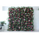 mixed color roses and green leaves cloth roll up flower wall fabric hanging curtain plant wall event party wedding backdrop