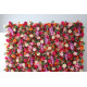 mixed color roses and green leaves cloth roll up flower wall fabric hanging curtain plant wall event party wedding backdrop