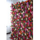 mixed color roses and green leaves cloth roll up flower wall fabric hanging curtain plant wall event party wedding backdrop