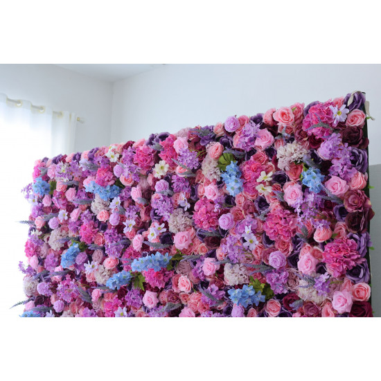 mixed color roses and hydrangeas cloth roll up flower wall fabric hanging curtain plant wall event party wedding backdrop