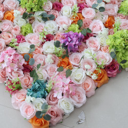 mixed color roses and hydrangeas cloth roll up flower wall fabric hanging curtain plant wall event party wedding backdrop