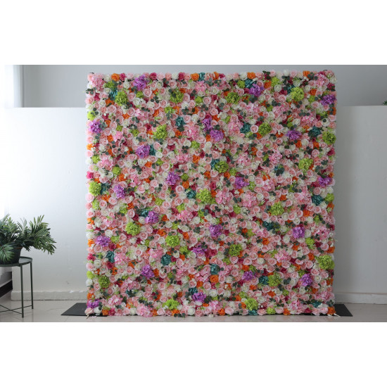 mixed color roses and hydrangeas cloth roll up flower wall fabric hanging curtain plant wall event party wedding backdrop