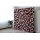 mixed color roses and pink hydrangeas and green leaves cloth roll up flower wall fabric hanging curtain plant wall event party wedding backdrop