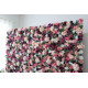 mixed color roses and pink hydrangeas and green leaves cloth roll up flower wall fabric hanging curtain plant wall event party wedding backdrop