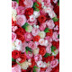 mixed color roses and pink peonies cloth roll up flower wall fabric hanging curtain plant wall event party wedding backdrop