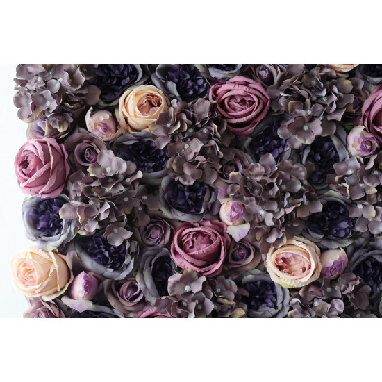 mixed color roses and purple hydrangeas and peonies cloth roll up flower wall fabric hanging curtain plant wall event party wedding backdrop