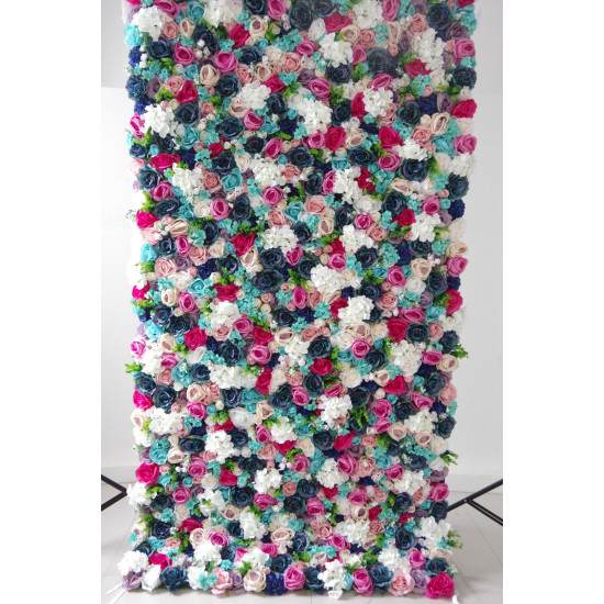 mixed colors of roses and hydrangeas cloth roll up flower wall fabric hanging curtain plant wall event party wedding backdrop