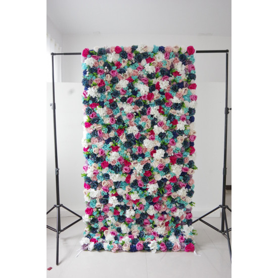 mixed colors of roses and hydrangeas cloth roll up flower wall fabric hanging curtain plant wall event party wedding backdrop