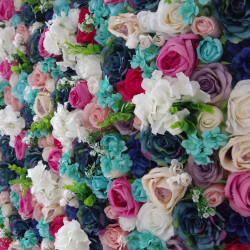 mixed colors of roses and hydrangeas cloth roll up flower wall fabric hanging curtain plant wall event party wedding backdrop