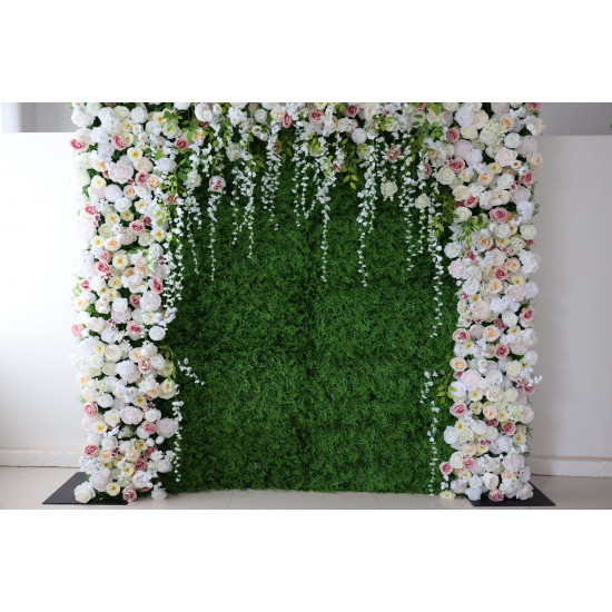 mixed colors of roses and peonies and grass walls cloth roll up flower wall fabric hanging curtain plant wall event party wedding backdrop