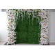 mixed colors of roses and peonies and grass walls cloth roll up flower wall fabric hanging curtain plant wall event party wedding backdrop