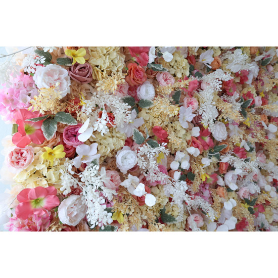 mixed flowers cloth flower wall fabric rollin up reed pampas grass curtain floral wall wedding backdrop party event props