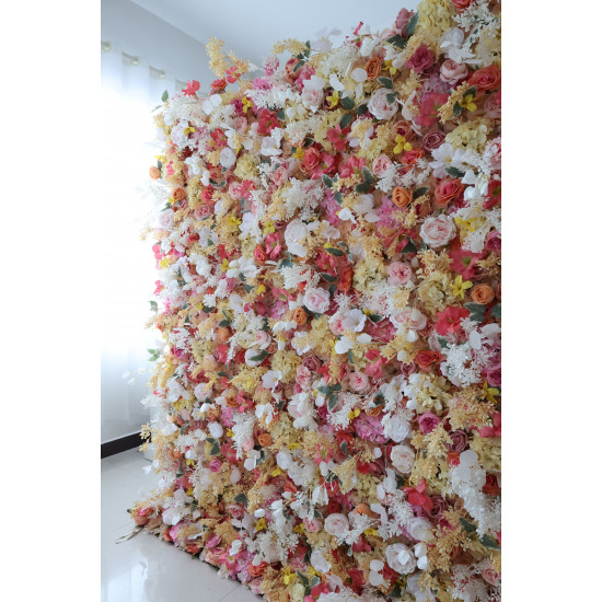 mixed flowers cloth flower wall fabric rollin up reed pampas grass curtain floral wall wedding backdrop party event props