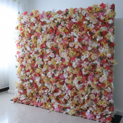 mixed flowers cloth flower wall fabric rollin up reed pampas grass curtain floral wall wedding backdrop party event props