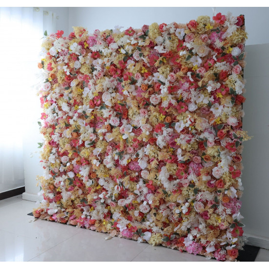 mixed flowers cloth flower wall fabric rollin up reed pampas grass curtain floral wall wedding backdrop party event props