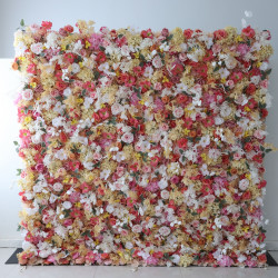 mixed flowers cloth flower wall fabric rollin up reed pampas grass curtain floral wall wedding backdrop party event props