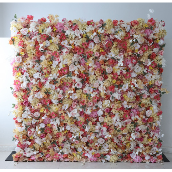 mixed flowers cloth flower wall fabric rollin up reed pampas grass curtain floral wall wedding backdrop party event props