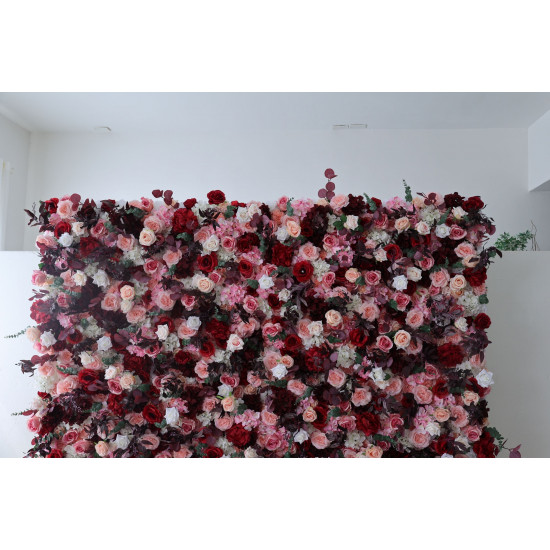 mixed rose cloth flower wall fabric rollin up reed pampas grass curtain floral wall wedding backdrop party event props