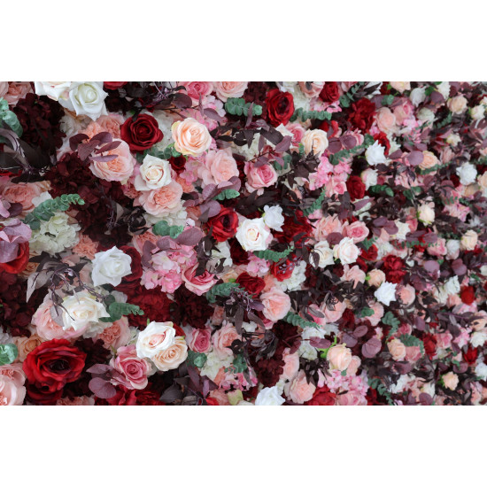 mixed rose cloth flower wall fabric rollin up reed pampas grass curtain floral wall wedding backdrop party event props