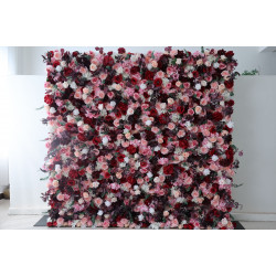 mixed rose cloth flower wall fabric rollin up reed pampas grass curtain floral wall wedding backdrop party event props