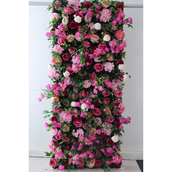 mixed rose cloth flower wall fabric rollin up reed pampas grass curtain floral wall wedding backdrop party event props