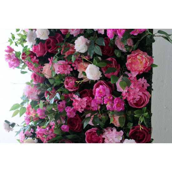 mixed rose cloth flower wall fabric rollin up reed pampas grass curtain floral wall wedding backdrop party event props