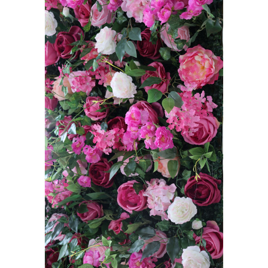 mixed rose cloth flower wall fabric rollin up reed pampas grass curtain floral wall wedding backdrop party event props