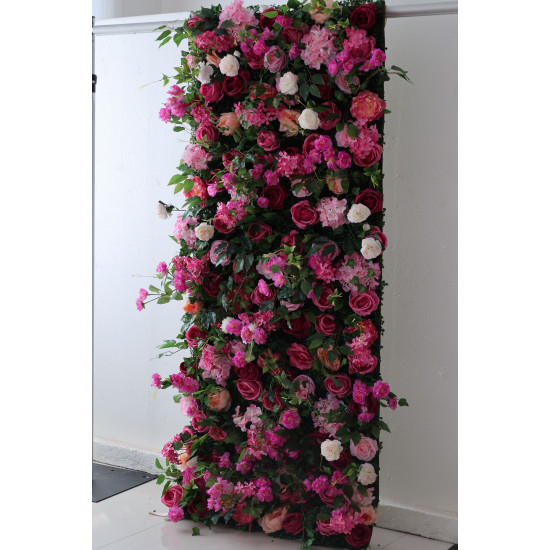 mixed rose cloth flower wall fabric rollin up reed pampas grass curtain floral wall wedding backdrop party event props