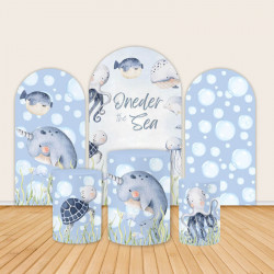 oneder the sea theme birthday party backdrop cover