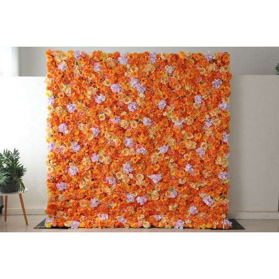 orange roses and hydrangeas and chrysanthemums cloth roll up flower wall fabric hanging curtain plant wall event party wedding backdrop