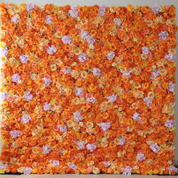 orange roses and hydrangeas and chrysanthemums cloth roll up flower wall fabric hanging curtain plant wall event party wedding backdrop