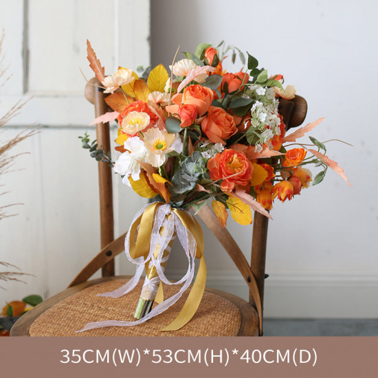 orange wedding style, orange artificial wedding flowers, diy wedding flowers, wedding faux flowers, party decoration flowers