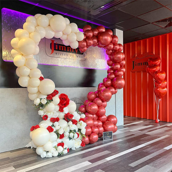 6.5ft party & hoop balloon heart shape loop flower arch photo booth backdrop stand heart backdrop