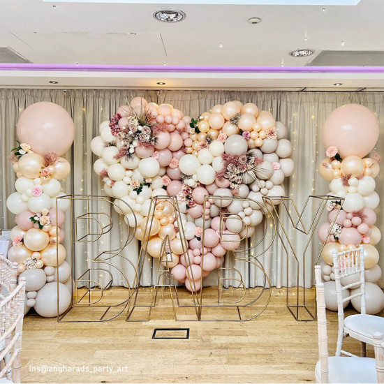 6.5ft party & hoop balloon heart shape loop flower arch photo booth backdrop stand heart backdrop