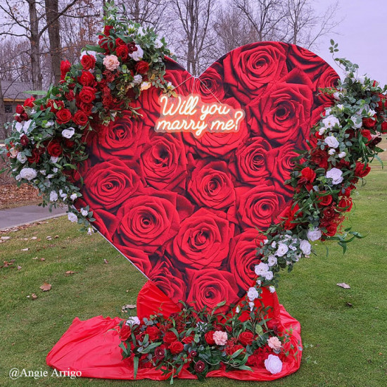 6.5ft party & hoop balloon heart shape loop flower arch photo booth backdrop stand heart backdrop