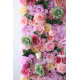 pink and green roses and green leaves cloth roll up flower wall fabric hanging curtain plant wall event party wedding backdrop