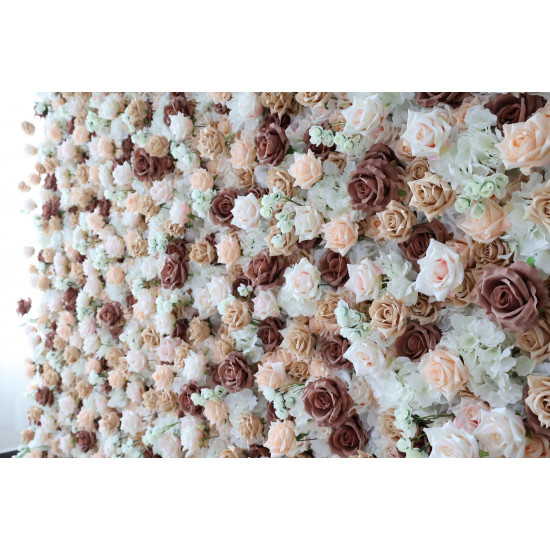 pink and light yellow roses cloth roll up flower wall fabric hanging curtain plant wall event party wedding backdrop