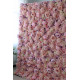 pink and purple roses and pink hydrangeas cloth roll up flower wall fabric hanging curtain plant wall event party wedding backdrop