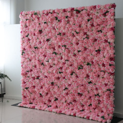 pink and rose roses cloth roll up flower wall fabric hanging curtain plant wall event party wedding backdrop