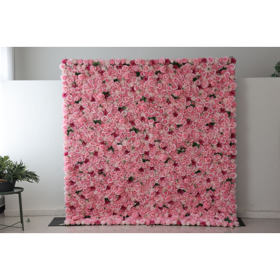 pink and rose roses cloth roll up flower wall fabric hanging curtain plant wall event party wedding backdrop