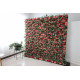 pink and rosy roses and green leaves cloth roll up flower wall fabric hanging curtain plant wall event party wedding backdrop