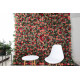 pink and rosy roses and green leaves cloth roll up flower wall fabric hanging curtain plant wall event party wedding backdrop