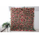 pink and rosy roses and green leaves cloth roll up flower wall fabric hanging curtain plant wall event party wedding backdrop