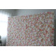 pink and white and yellow roses cloth roll up flower wall fabric hanging curtain plant wall event party wedding backdrop