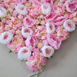 pink and white peony flowers cloth roll up flower wall fabric hanging curtain plant wall event party wedding backdrop