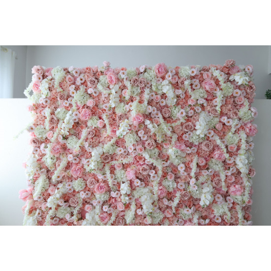 pink and white rose cloth flower wall fabric rollin up reed pampas grass curtain floral wall wedding backdrop party event props